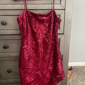 Windsor Shimmering Burgundy Mini Dress